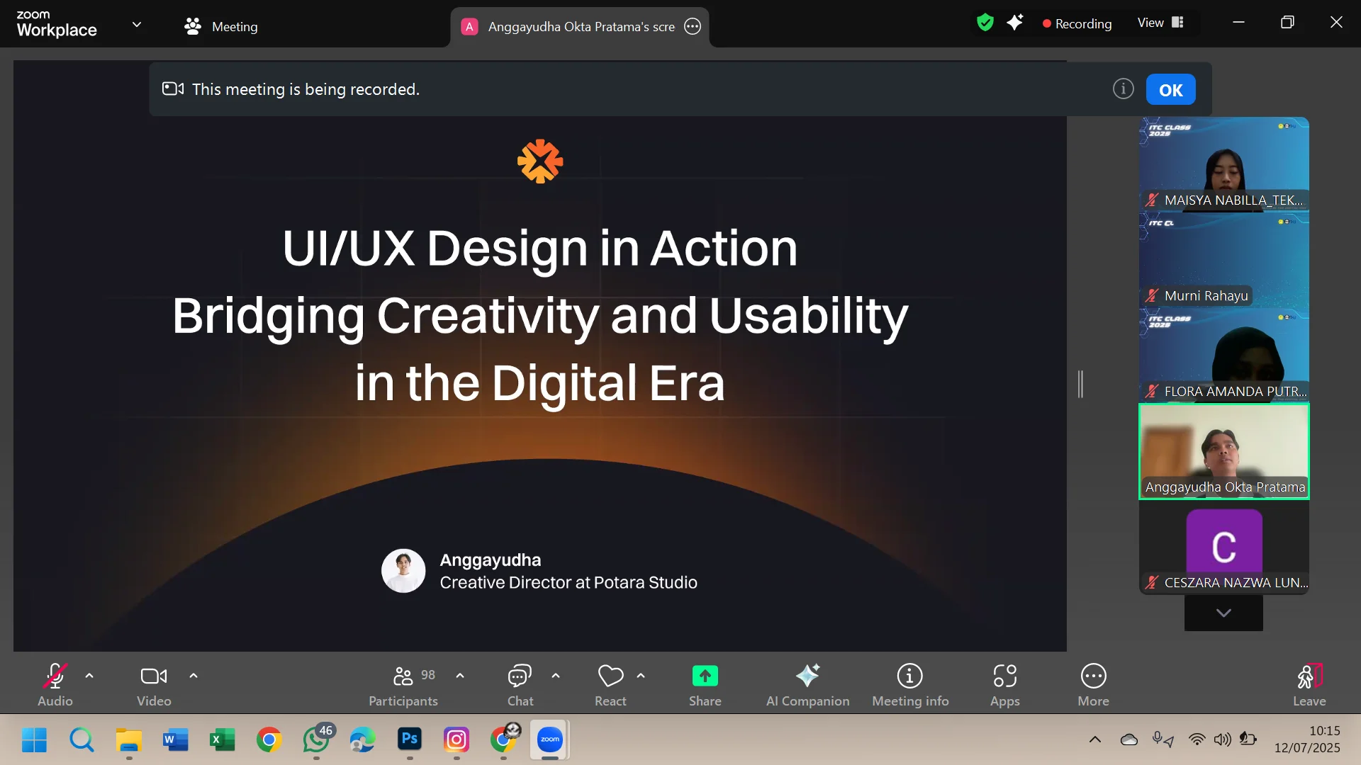 ITC Class 1 2025 - UI/UX Design in Action; Bridging Creativity and Usability in the Digital Era